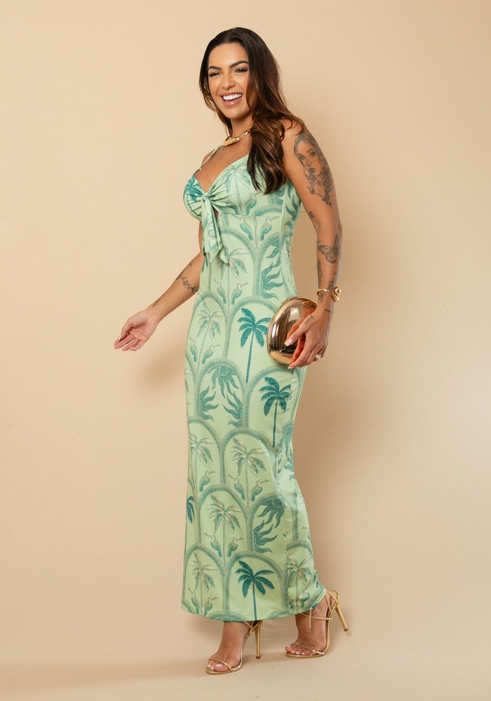palm green dress Petal and Pup Women's Naira Pleated Maxi Dress