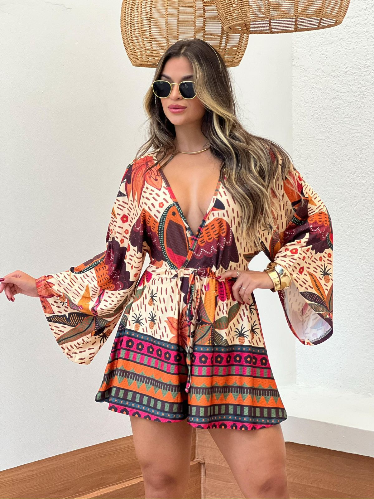 Boho Sunset Print Romper