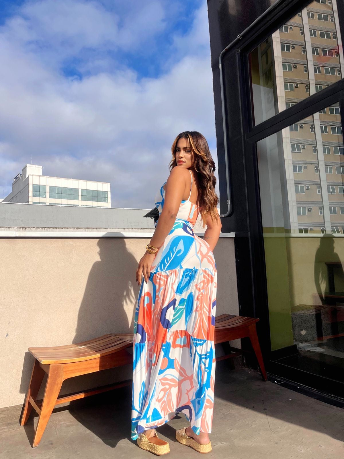 Morena Maxi Dress Tropical Bleu