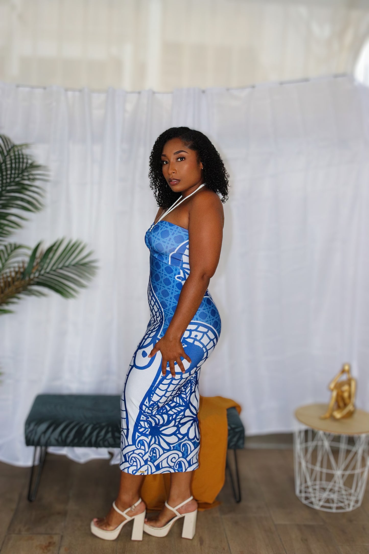 Ocean Blue Halter Maxi Dress