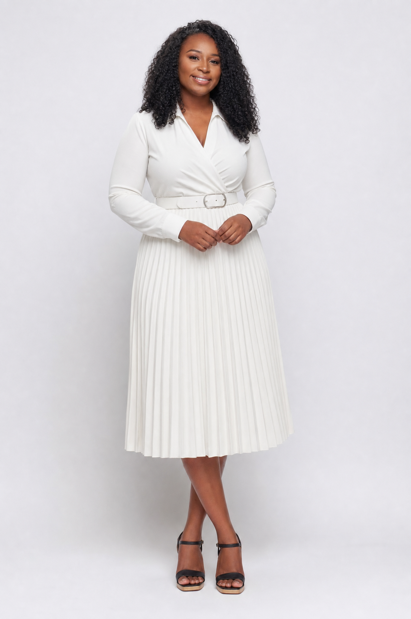 Chic white midi dress