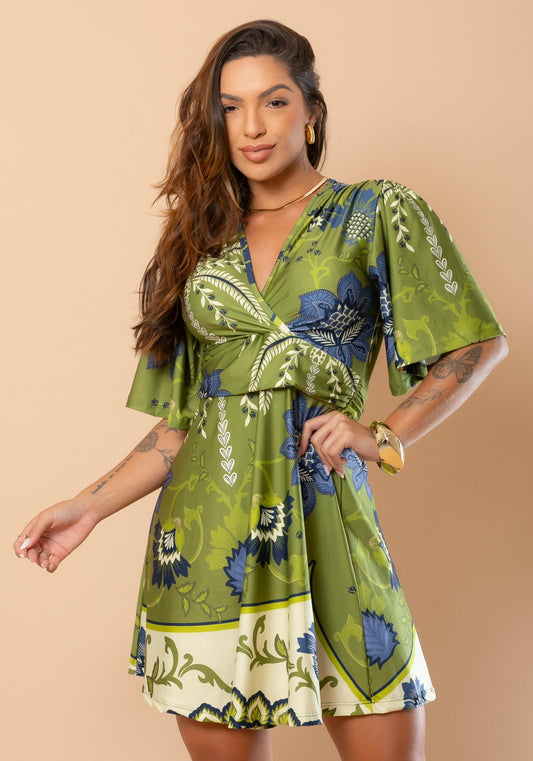 Floral Twist-Front Mini Dress