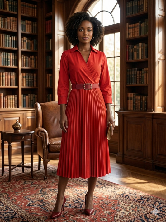 Bold Red midi dress
