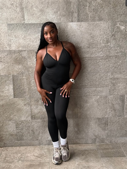 Bondage tied back bodysuit - Black