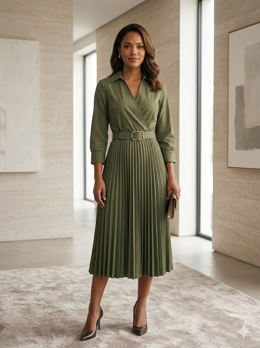 Olive Green midi dress