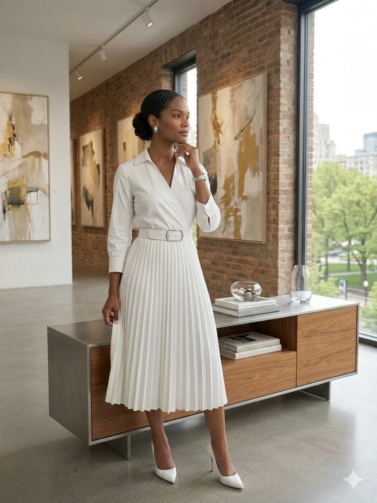 Chic white midi dress