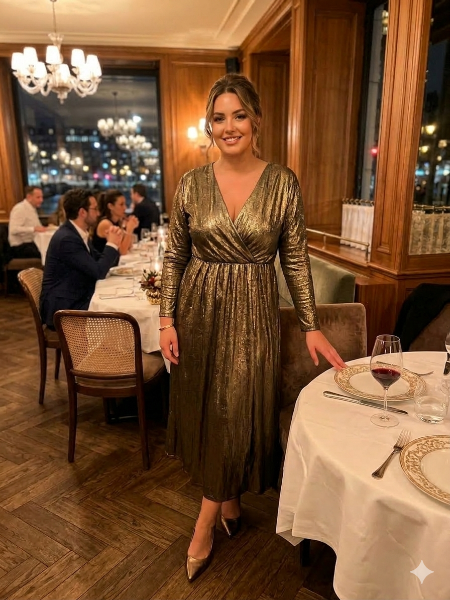 Metallic gold evening dress — glamorous evening dress