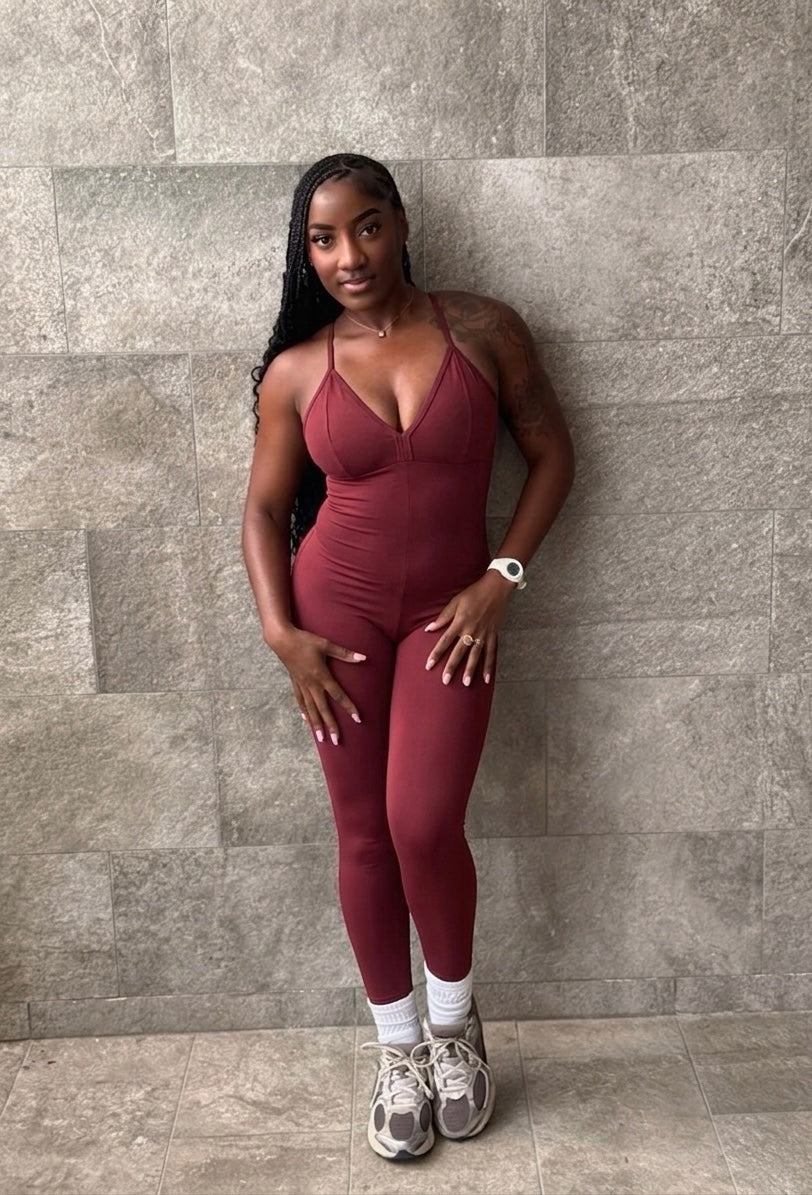 Bondage tied back bodysuit - Red