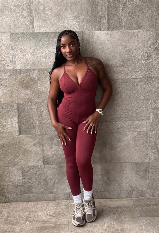 Bondage tied back bodysuit - Red