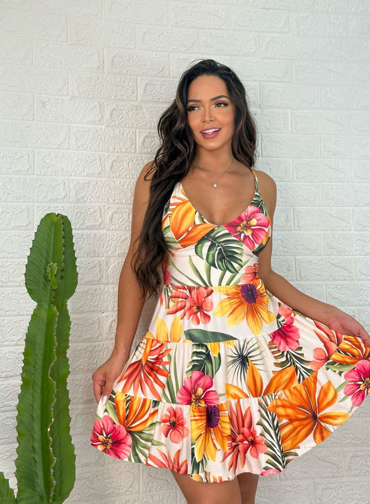 Cuba Havana- Pick Me up Dress Floral Palm