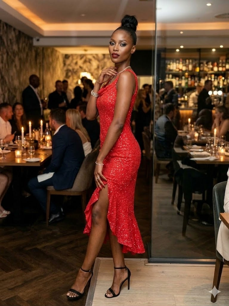 Sparkling red cocktail dress