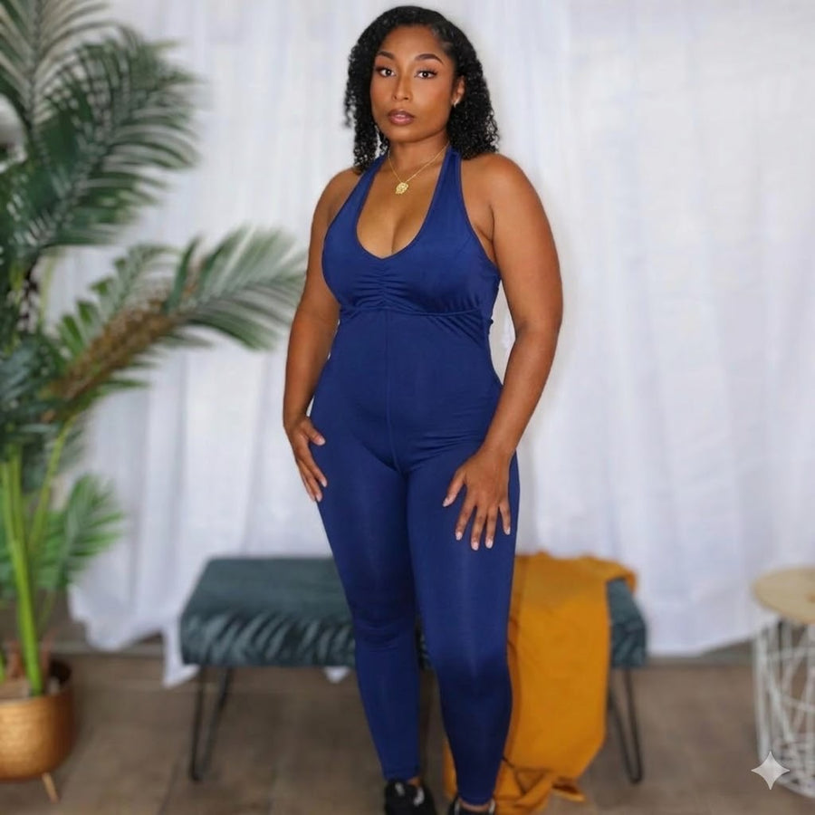 Navy blue - Athletic jumpsuit — fitted jumpsuit