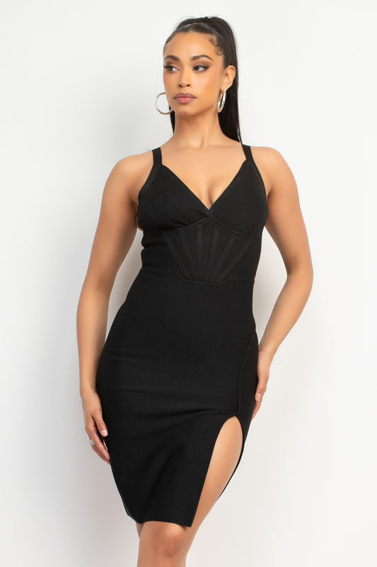 Noir Sculpted Corset Dress