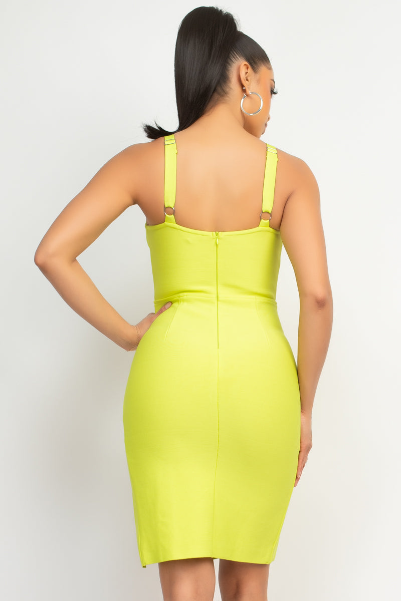 Neon Lime Sculpted Dress — sculpting corset-style bodycon dress (additional view)