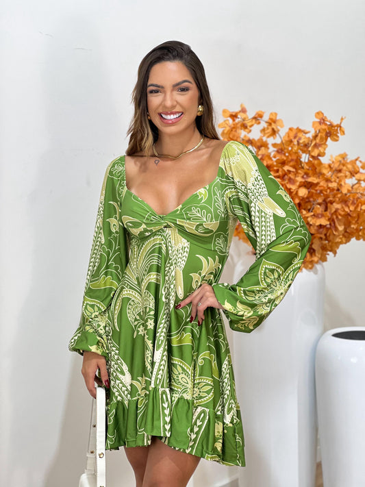 Tropical Twist Long Sleeve Mini Dress
