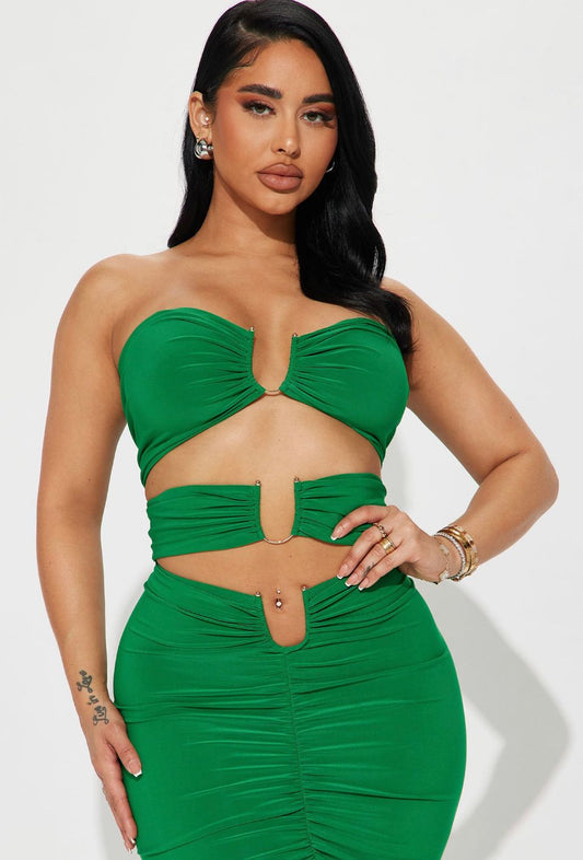 Midi Open Front Dress-Green