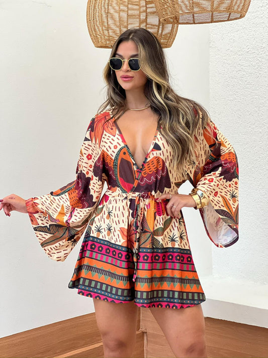 Boho Sunset Print Romper