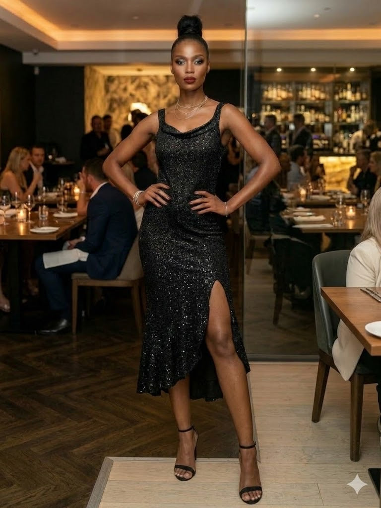 Sparkling black cocktail dress