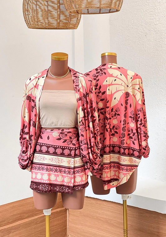 Tropical Shell Print Skirt Set