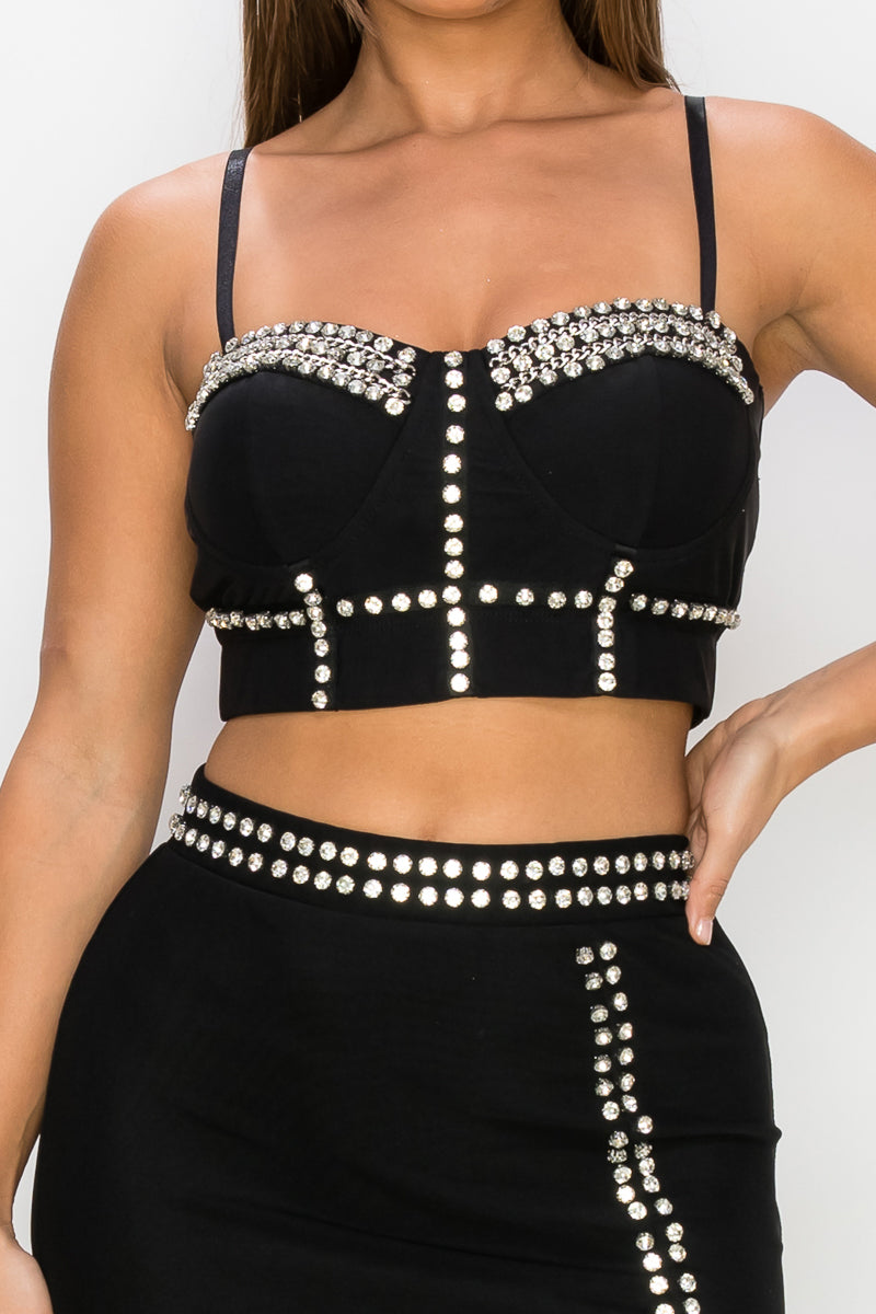 Estella Diamond Embellished Two-Piece Midi Set — fitted midi dress (additional view)