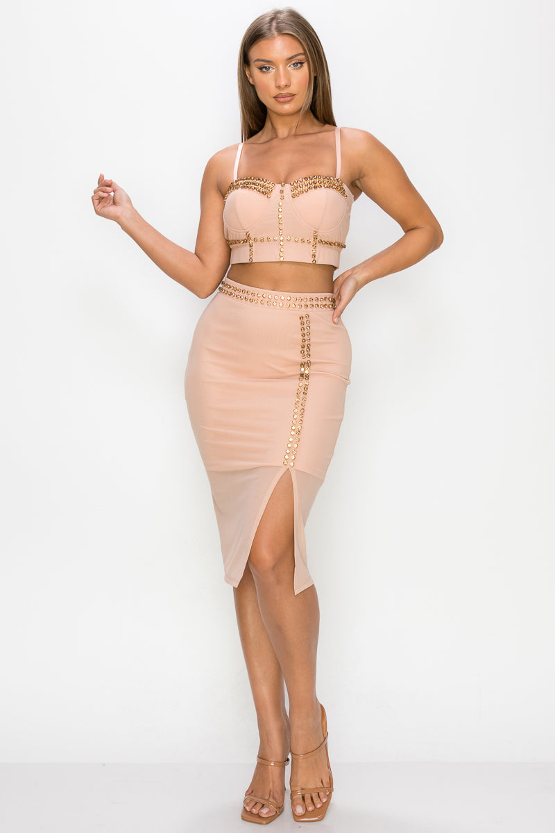 Estella Embellished Two-Piece Midi set — fitted midi dress (additional view)