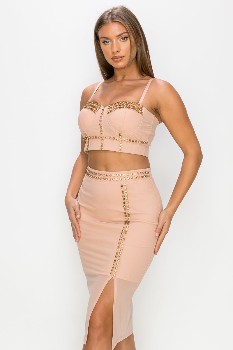 Estella Embellished Two-Piece Midi set