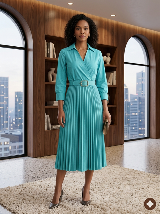 Aqua blue midi dress