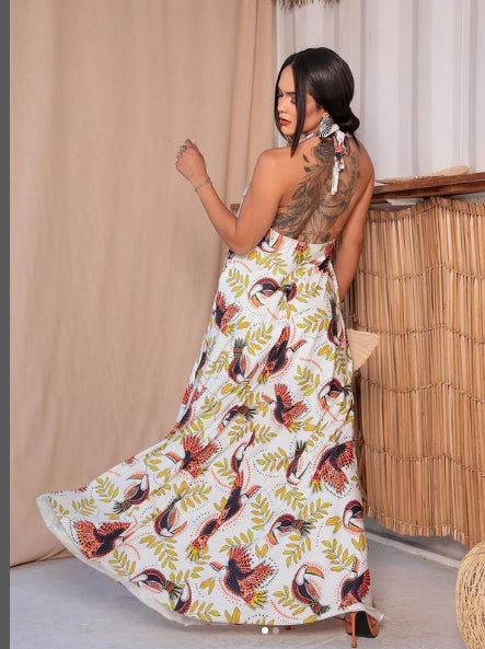 Cuba Havana- Halter Neck Long Dress