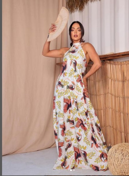 Cuba Havana- Halter Neck Long Dress