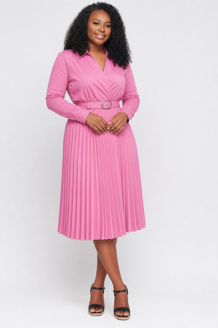 Blush pink midi dress
