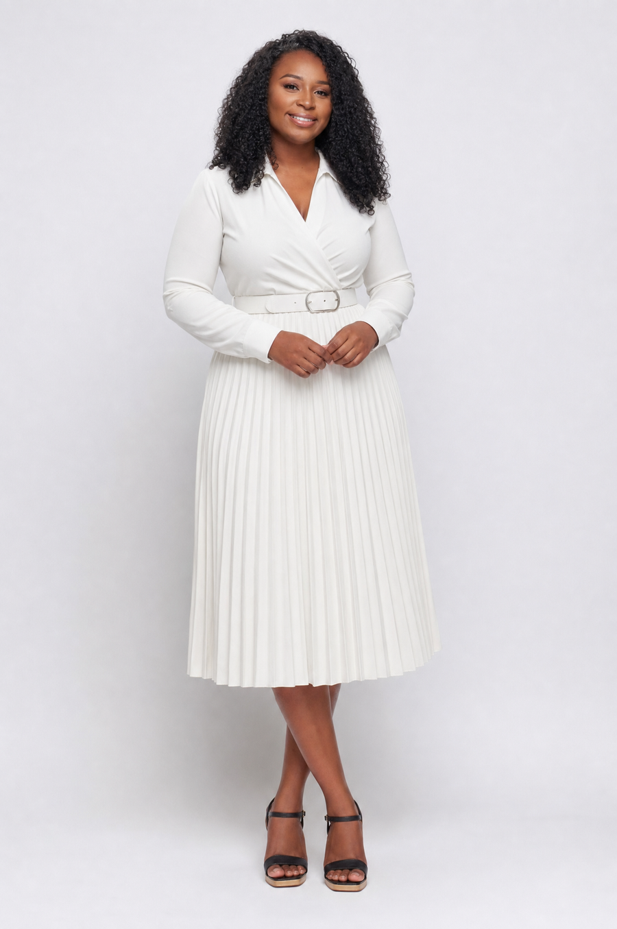 Chic white midi dress