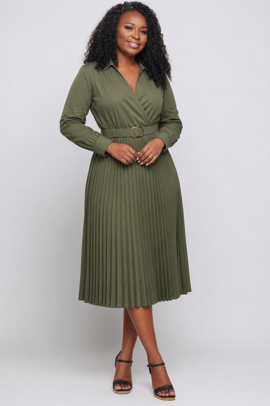 Olive Green midi dress