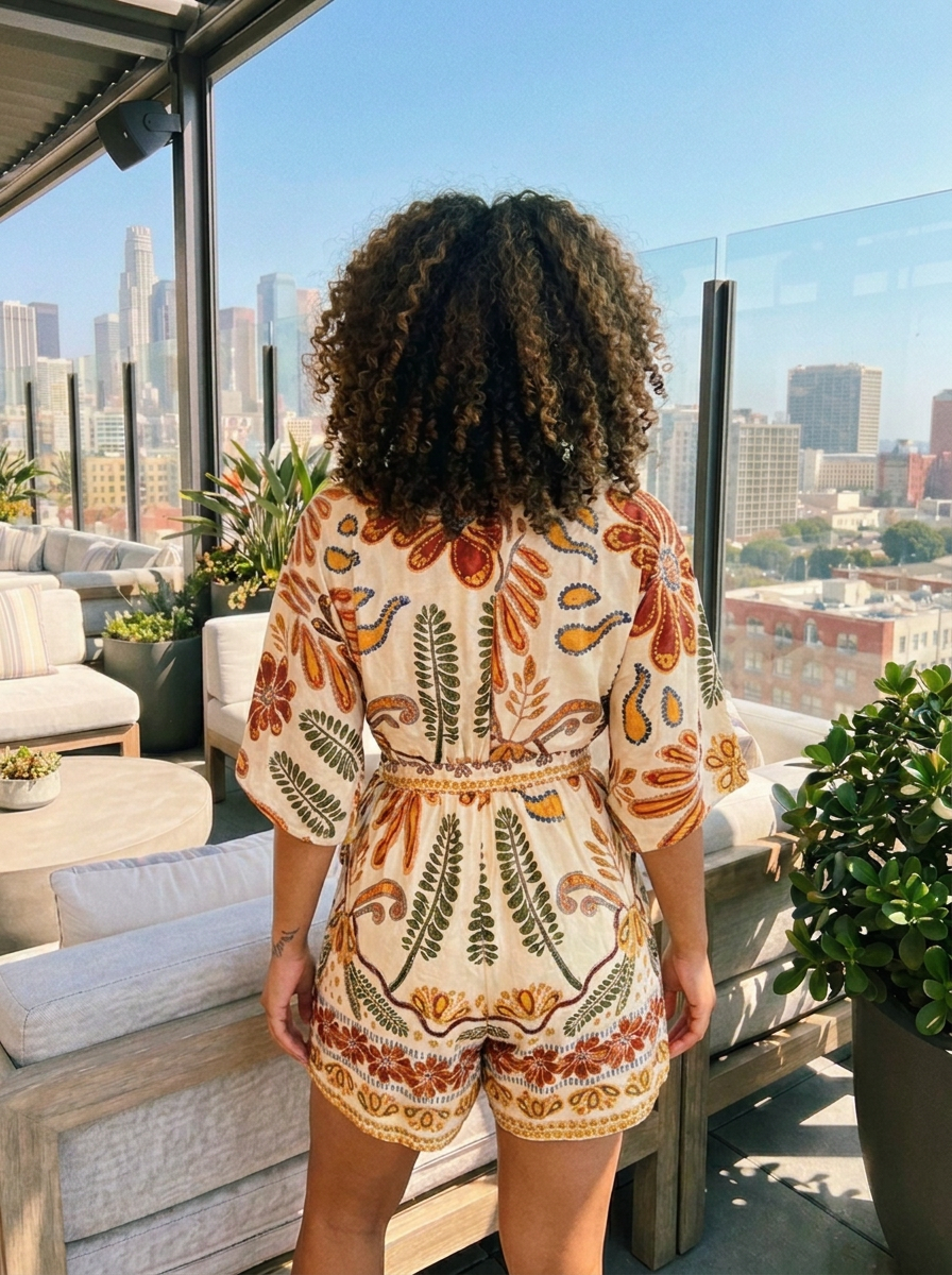 Golden Bloom Wrap Romper — one-piece romper (additional view)