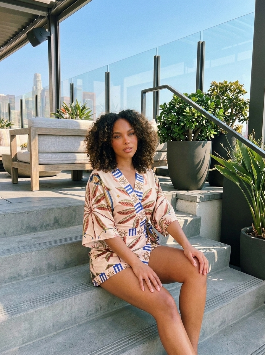 Coastal Breeze Wrap Romper -  Blue