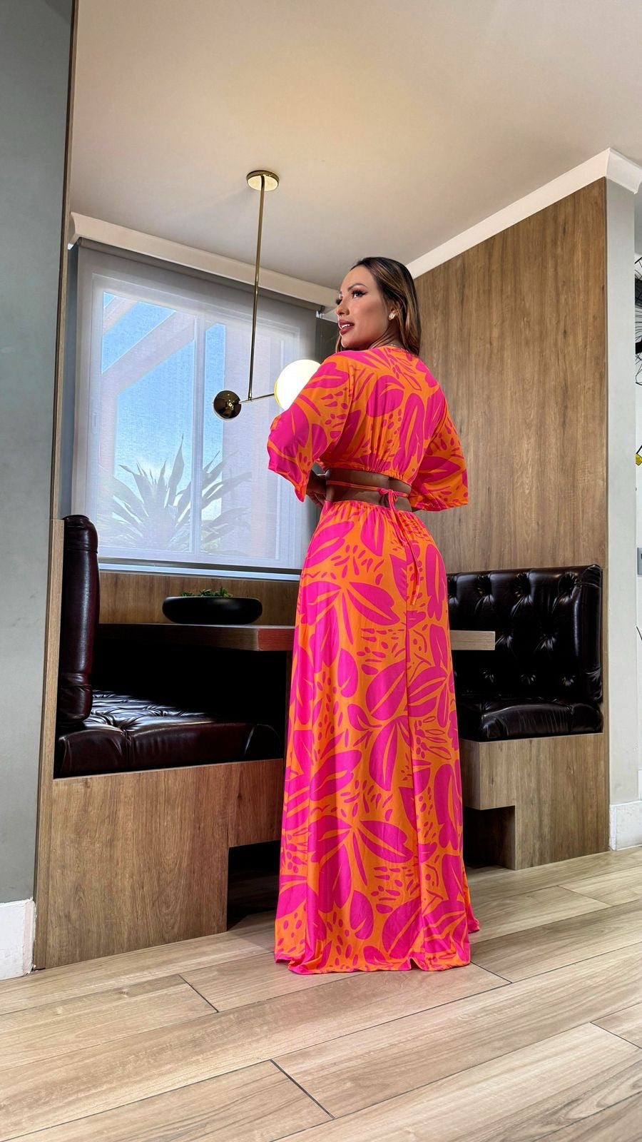 Long orange,pink cuba Havana dress Oh So Fit Long orange,pink cuba Havana dress Oh So Fit