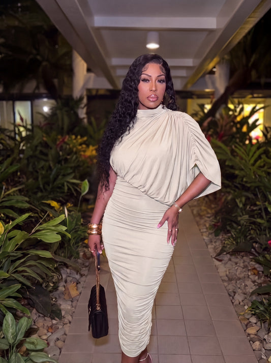 The Draped Goddess Midi - Vanilla Cream